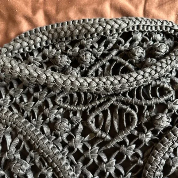 Made On Earth For David & Scotti Black Macramé Bag Purse - Picture 3 of 8